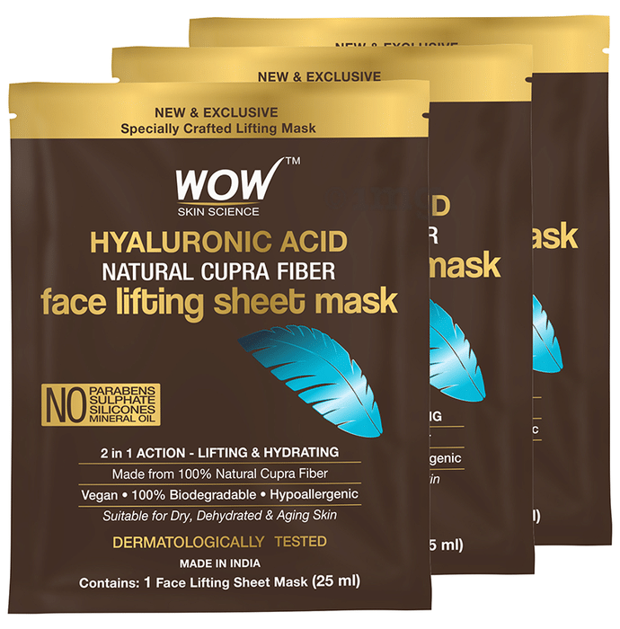 WOW Skin Science Hyaluronic Acid Natural Cupra Fiber Face Listing Sheet Mask (25ml)