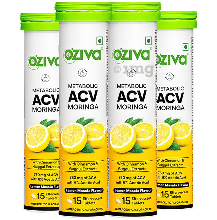 Oziva Metabolic ACV Moringa Effervescent Tablet (15 Each) Lemon Masala