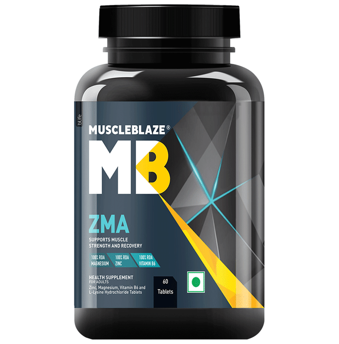 MuscleBlaze ZMA | With Magnesium, Zinc & Vitamin B6 | For Muscle Recovery | Tablet