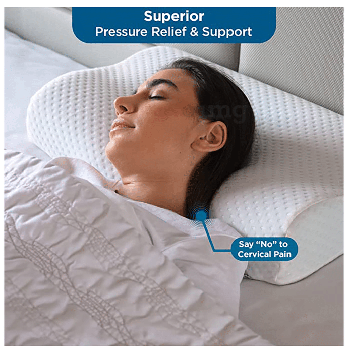 Sleepsia Cervical Contour Memory Foam Gel Pillow with Washable Cover White
