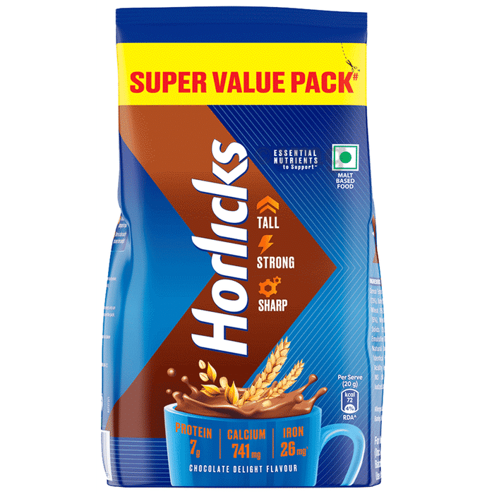 Horlicks Drink | Powder with Zinc, Vitamin C & D | Flavour Chocolate Delight