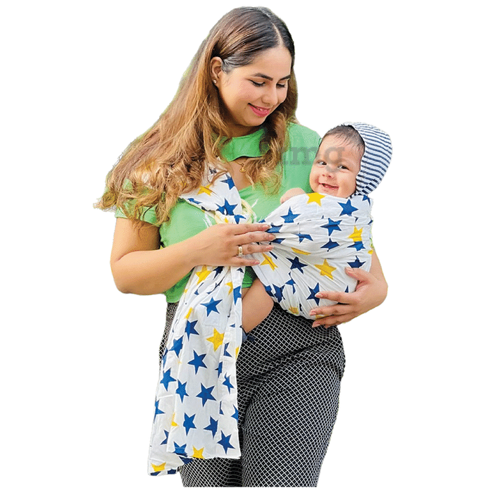 Polka Tots Ring Sling Carrier 100% Cotton, Lightweight & Breathable Mesh Kangaroo Wrap for New Born Infant Kids White