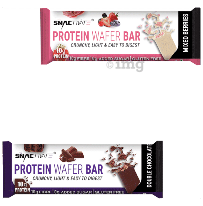 Snactivate Combo Pack of Protein Wafer Bars Double Chocolate and Mixed Berries (40gm Each)