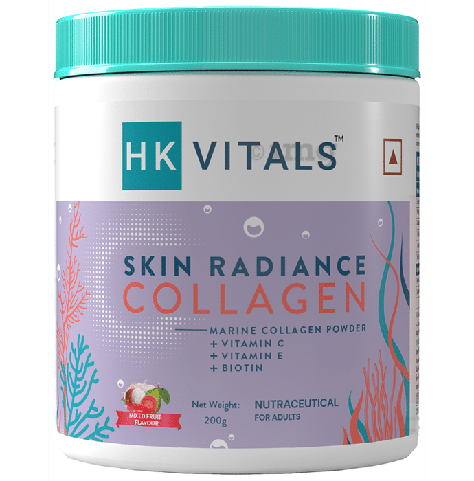 Healthkart HK Vitals Skin Radiance Skin Collagen | Powder with Vitamin C, E & Biotin | Powder Mixed Fruit
