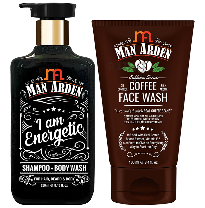 Man Arden Combo Pack of I am Energetic Shampoo + Bodywash (250ml) & Coffee Face Wash (100ml)