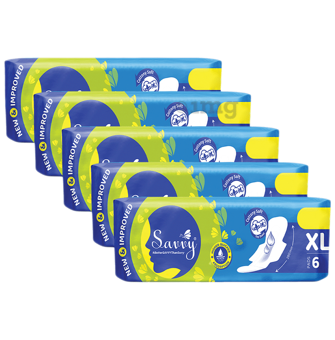 Savvy Higher Quicker Absorption Cottony Soft Sanitary Pad (6 Each) XL