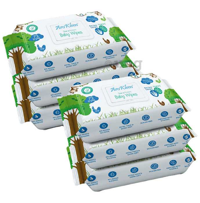 Arokleen Clean & Protect Baby Wipe (72 Each)