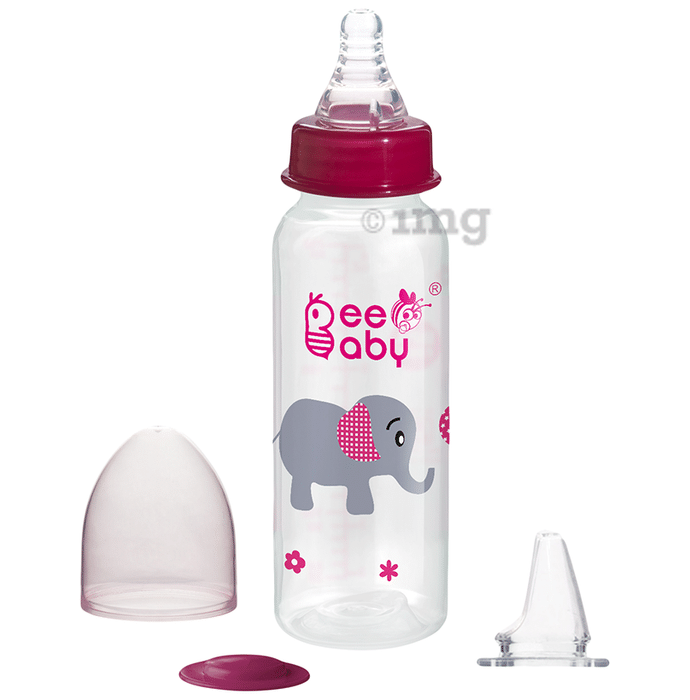 BeeBaby 2 in 1 Advance+ Baby Feeding Bottle To Sippy Bottle with Anti-Colic Silicone Nipple & Silicone Sippy Spout. 8 months+ Pink