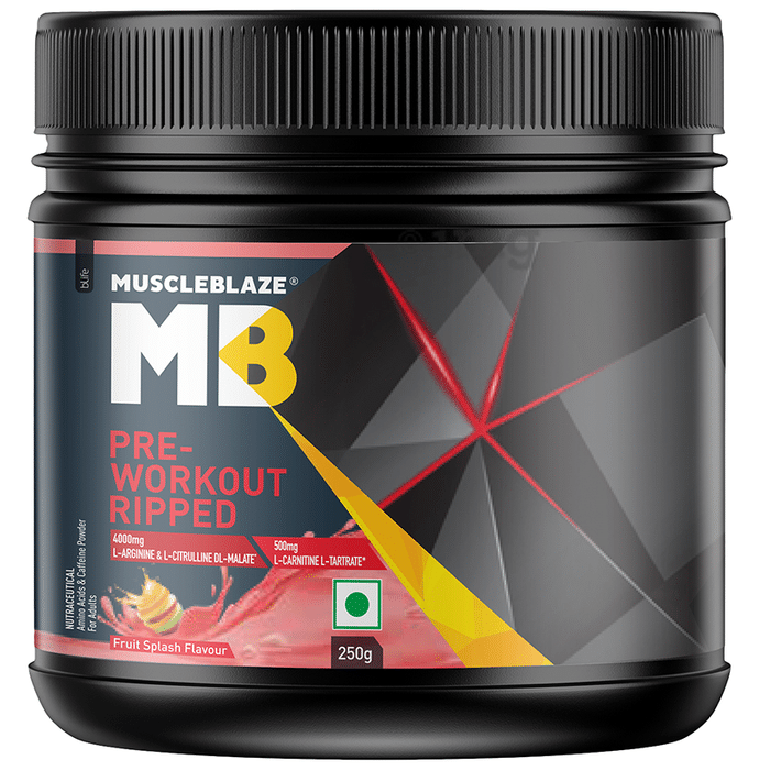 MuscleBlaze Fruit Splash | Pre Workout Ripped | With Arginine, Citrulline & Creatinine-Tartrate