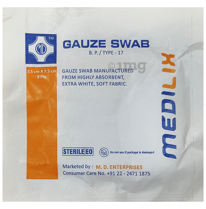 Medilix Gauze Swab Pack 7.5cm x 7.5cm x 8ply