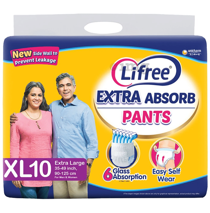 Lifree Extra Absorb Unisex Pants | New Side Wall to Prevent Leakage | Size XL