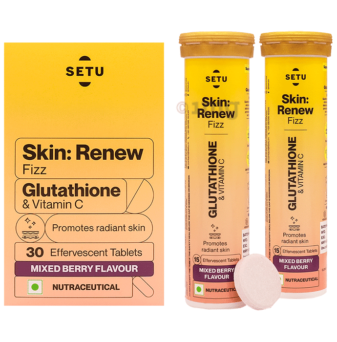 Setu Skin: Renew Fizz Glutathione & Vitamin C Tablets (15 Each) Mixed Berry