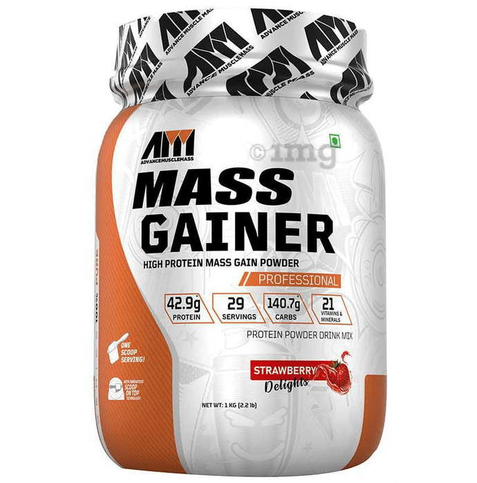 Advance MuscleMass High Protein Mass Gainer Powder Strawberry Delight