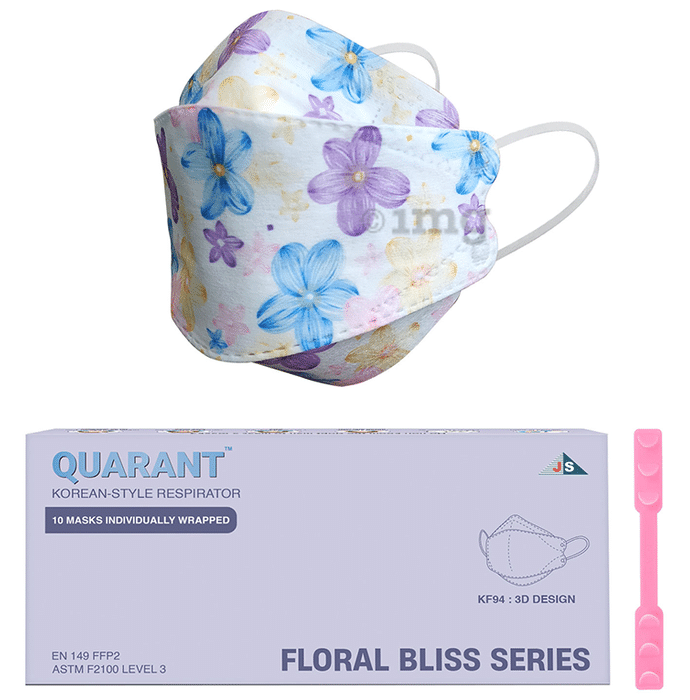 Quarant KF94 Floral Bliss Series Korean Style Respirator Mask Indigo Delight
