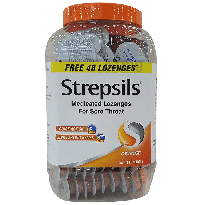 Strepsils Medicated Throat Lozenges | For Sore Throat | Flavour Orange