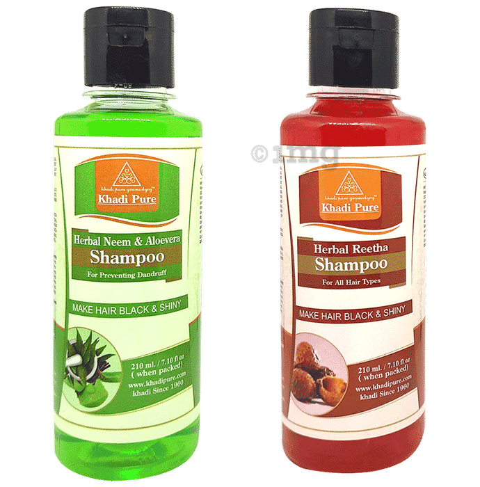 Khadi Pure Combo Pack of Herbal Neem & Aloevera Shampoo & Herbal Reetha