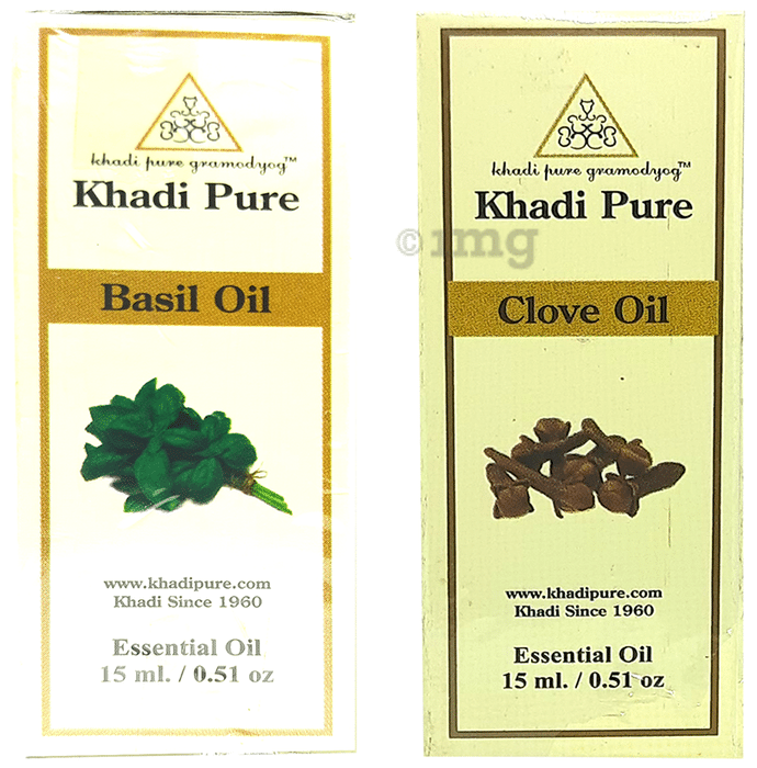 Khadi Pure Combo Pack of Basil Oil & Clove Oil (15ml Each)