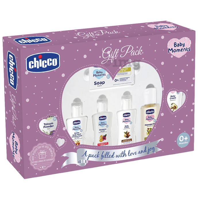Chicco Baby Moments Baby Caring Gift Pack Set (7 Items) Purple
