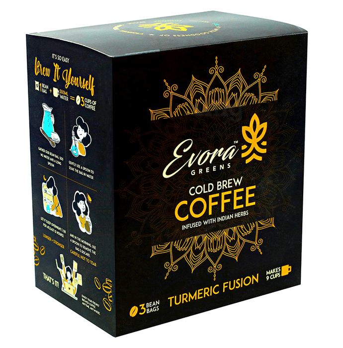 Evora Greens Cold Brew Coffee Bean Bag (50gm Each) Turmeric Fusion