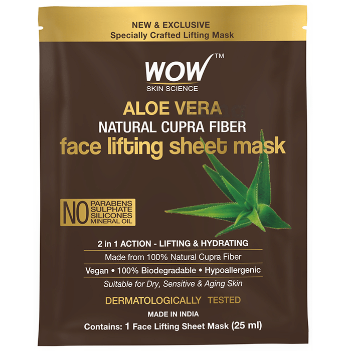 WOW Skin Science Aloe Vera Natural Cupra Fiber Face Lifting Sheet Mask (25ml Each)