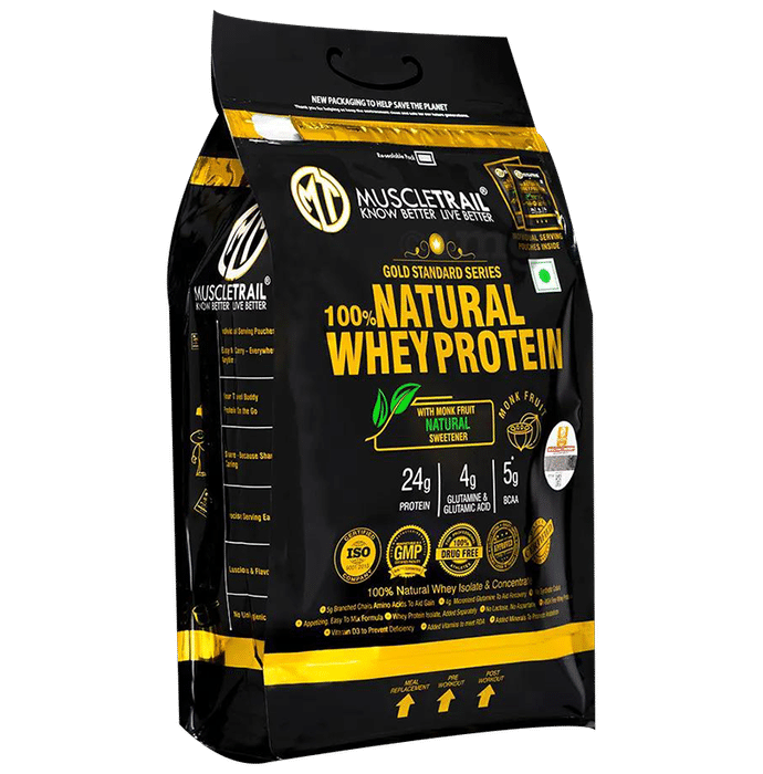 Muscle Trail Gold Standard Series 100% Natural Whey Protein Powder with Shaker Free