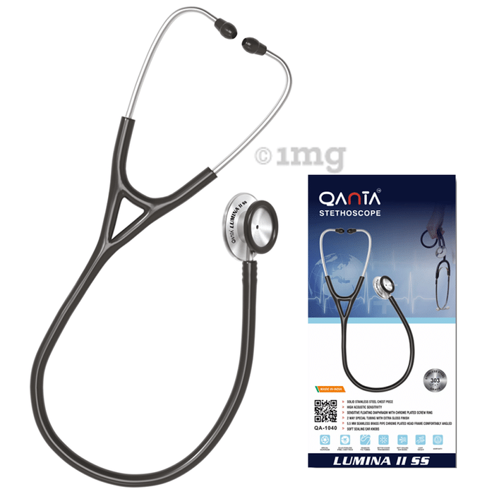 Qanta QA-1040 Stethoscope Lumina II SS With Stainless Steel Chest Piece Black