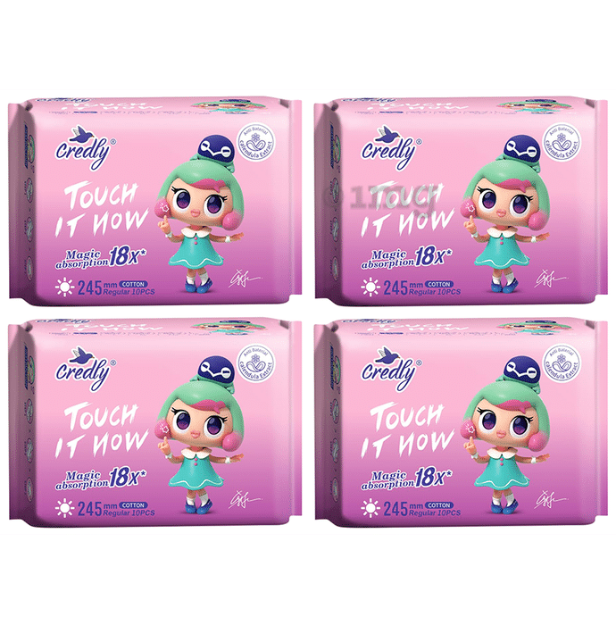 Credly Touch It Now Magic Absorption Women Sanitary Pads (10 Each) Regular Calendula Extract