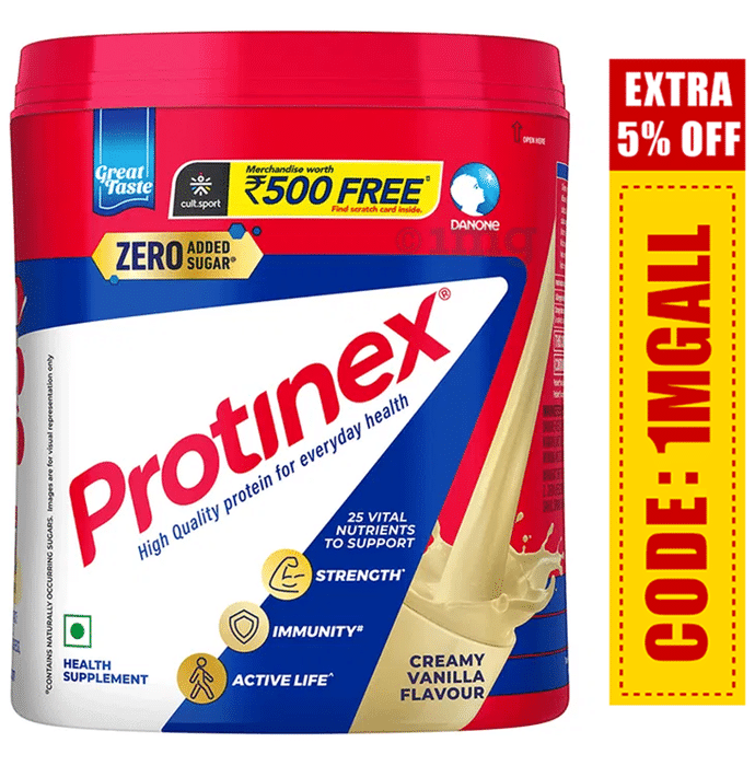 Protinex High Quality Protein | Nutritional Drink for Immunity & Strength | Zero Added Sugar | Creamy Vanilla Powder