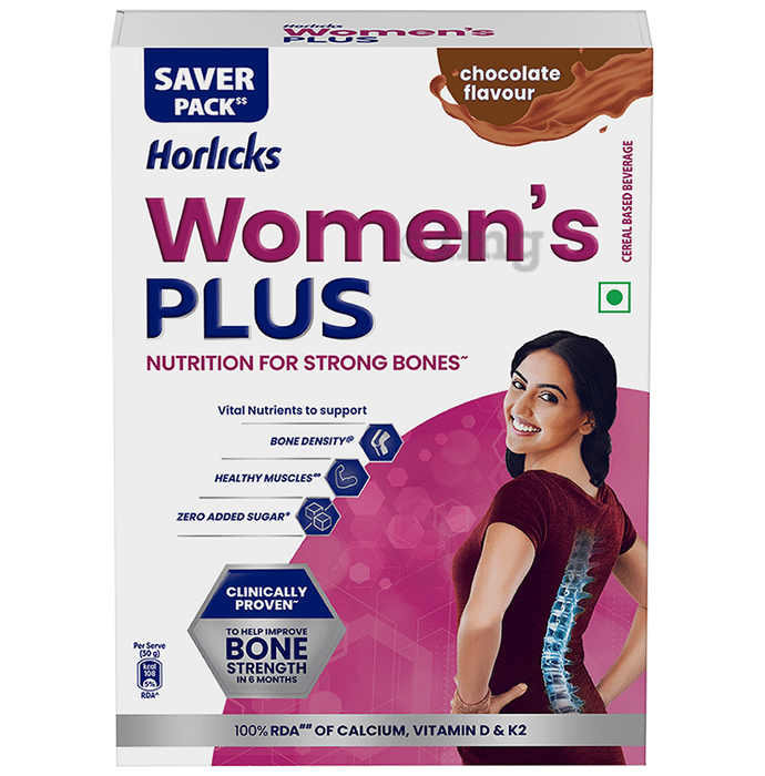 Horlicks Women's Plus with Calcium, Vitamin D & K2 for Strong Bones Chocolate