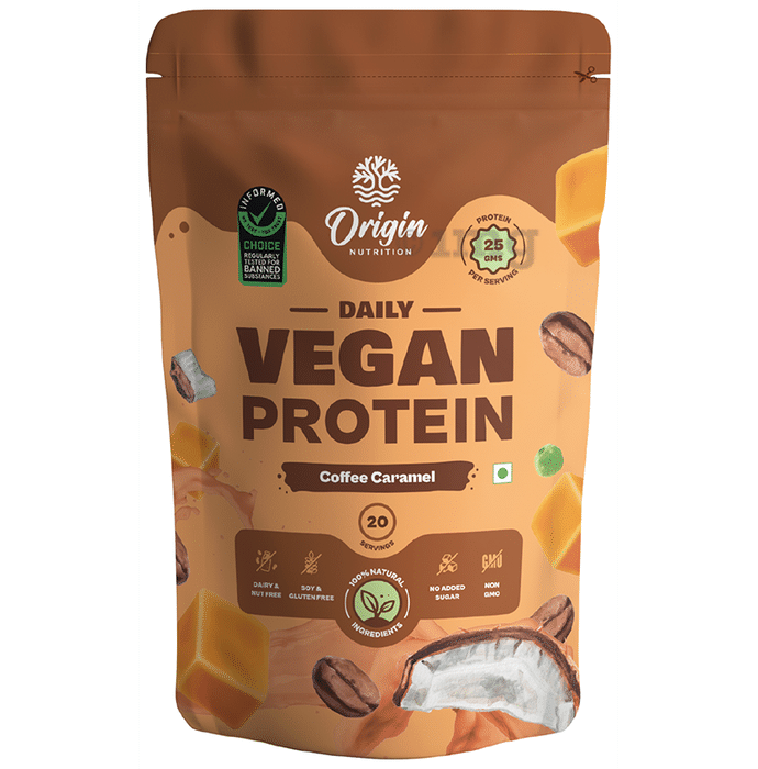 Origin Nutrition Daily Vegan Protein for Digestion, Weight, Heart & Muscles | Flavour Powder Coffee Caramel