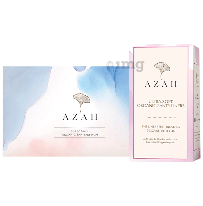 Azah Combo Pack of Ultra Soft Organic Sanitary Pads (40XL) and Ultra-Soft Organic Panty Liners (40)