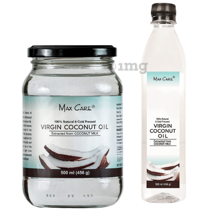 Max Care Combo Pack of Virgin Coconut Cold Pressed Oil (500ml) & Virgin Coconut Cold Pressed Oil (500ml) (Glass Bottle)