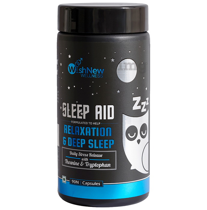 Wishnew Wellness Sleep Aid Capsule for Relaxation & Deep Sleep with Theanine & Tryptophan