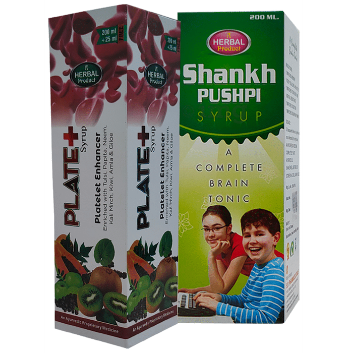 S.P Pharmaceuticals Combo Pack of Shankhpushpi Syrup (200ml) & Plate+ Syrup (225ml)
