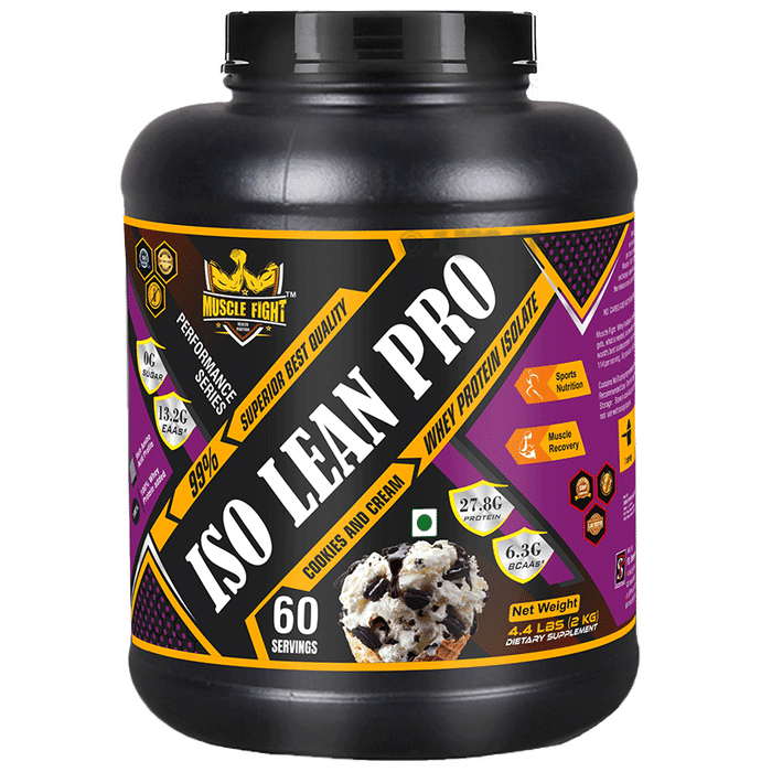 Muscle Fight ISO Lean Pro Whey Protein Powder Cookies and Cream