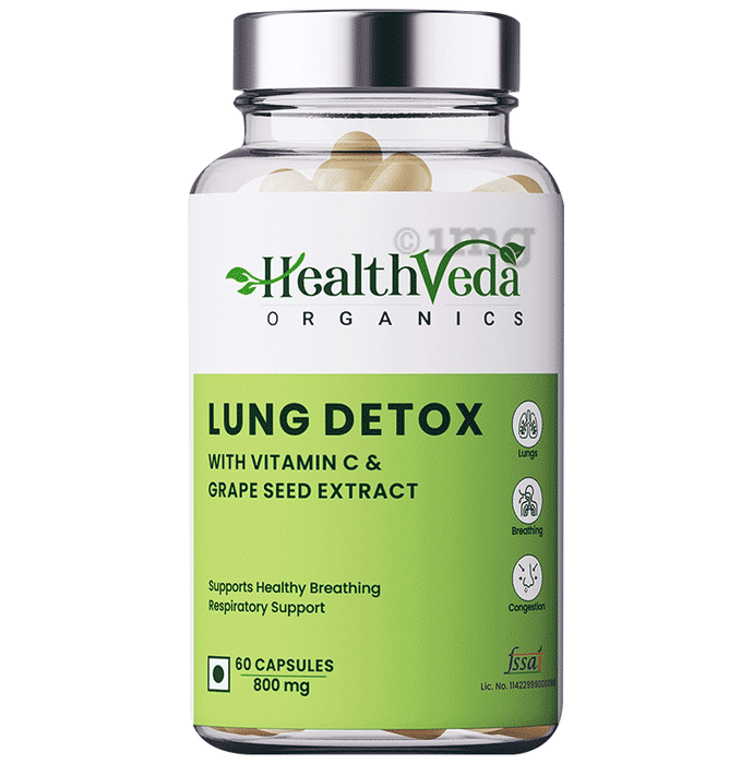 HealthVeda Lung Detox with Vitamin C & Grapeseed Extract Capsule