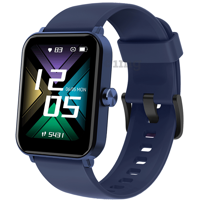 GOQii IP68 Vital MAX SpO2 1.69 HD Full Touch Smart Watch with 3 Months Health & Personal Coaching Blue