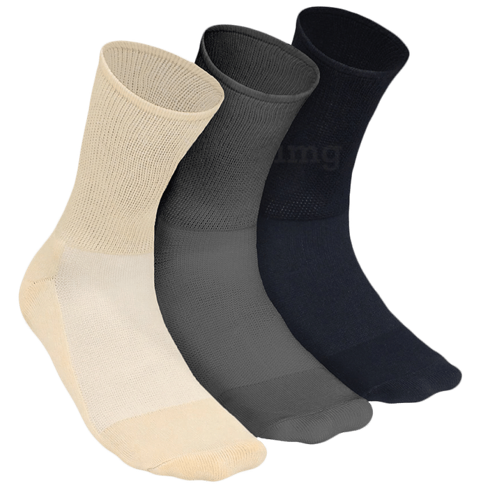 Heelium Diabetic Bamboo Socks Black, Grey, Beige Free Size