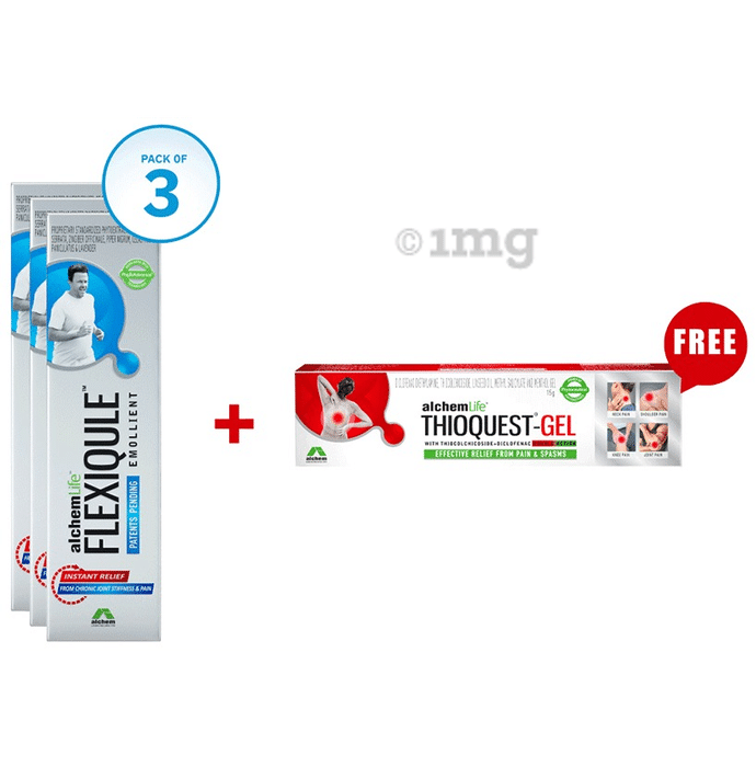 Flexiqule Emollient For Instant Relief from Joint Pain and Stiffness (30ml Each) with Thioquest Gel Free