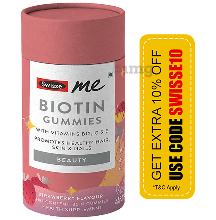 Swisse Me Biotin Gummies with Vitamin B12, C & E, Promotes Healthy Hair, Skin & Nails