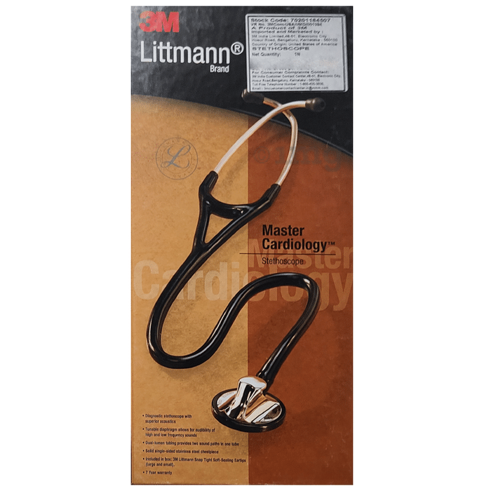 3M Littmann 2161 Master Cardiology Stethoscope, Black Tube, 27 Inch