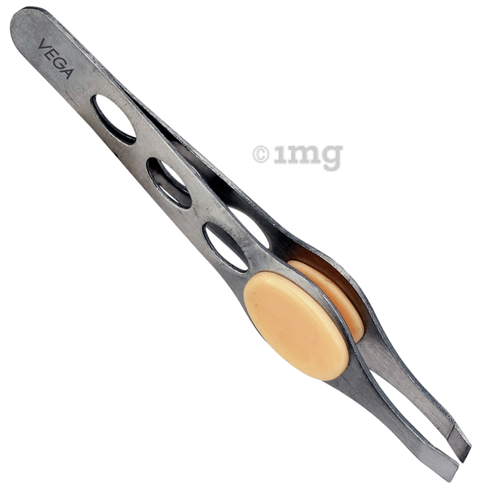 Vega TW 04 Square Tip Tweezer with Rubber Grip