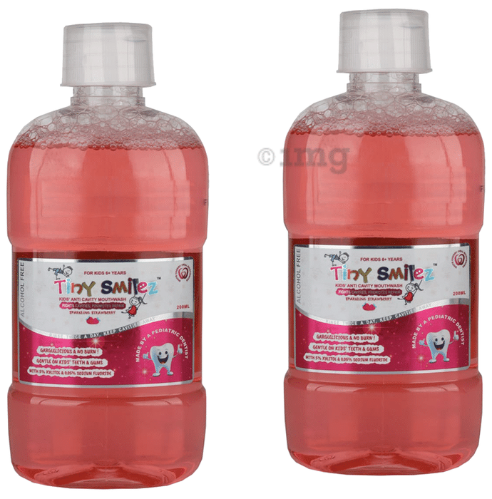 Tiny Smilez Kids Anti Cavity Mouthwash (200ml Each) Sparkling Strawberry