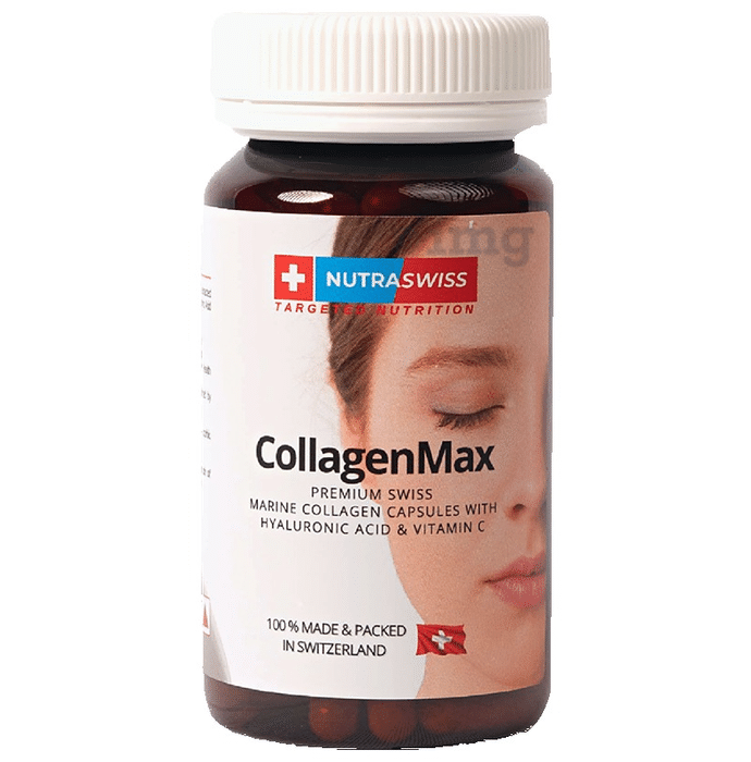Nutraswiss CollagenMax with Hyaluronic Acid & Vitamin C for Hair, Skin, Nails & Joints | Capsule