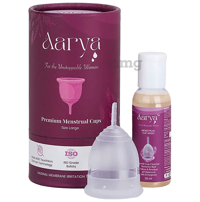 Aarya Premium Medical Grade Silicone Menstrual Cup with Cup Wash (50ml) Large