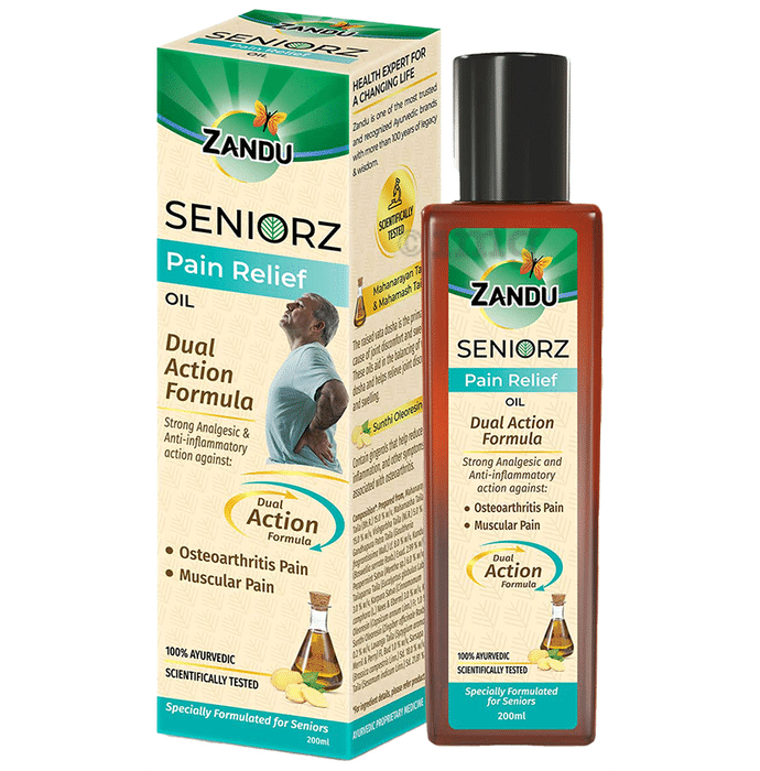 Zandu Seniorz Pain Relief Oil | 100% Ayurvedic & Natural | Helps Reduce Joint & Muscular Pain | Long Lasting Relief from Knee, Neck, Back, Shoulder, Wrist Pain
