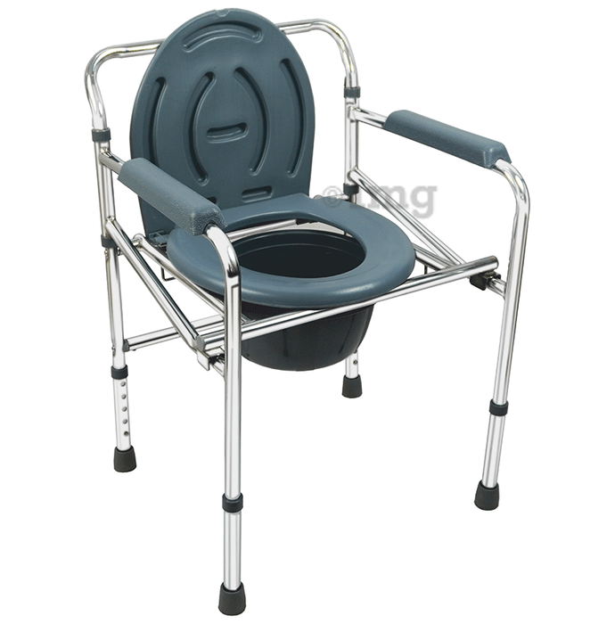 Ambitech  MS Chrome Plated Adjutable,Foldable Commode Chair