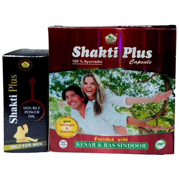 BHPI Bharat 100% Ayurvedic Shakti Plus Capsule (10 Each) with Shakti Plus Double Power Oil 5ml Free
