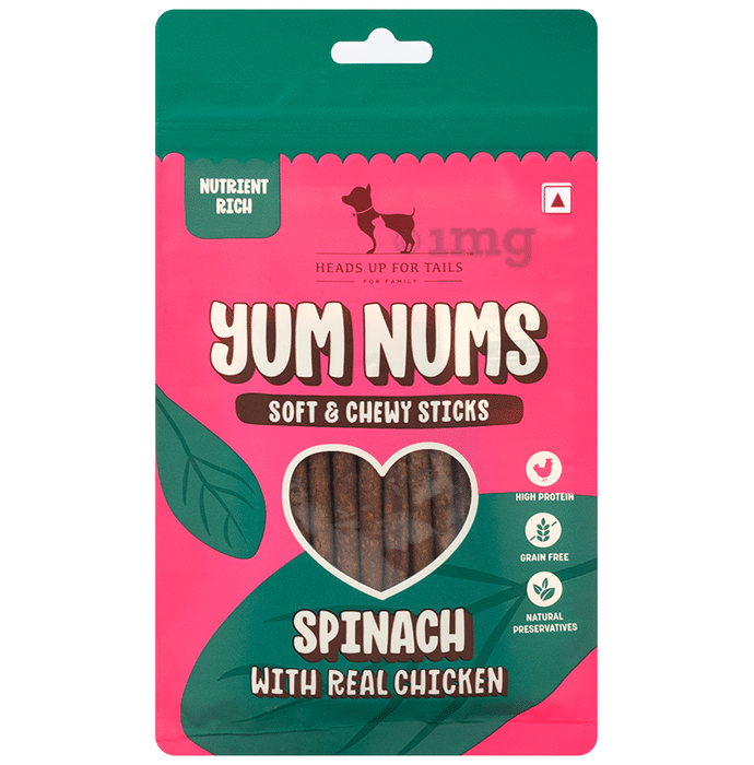 Heads Up For Tails Yum Nums Soft & Chewy Sticks Spinach with Real Chicken
