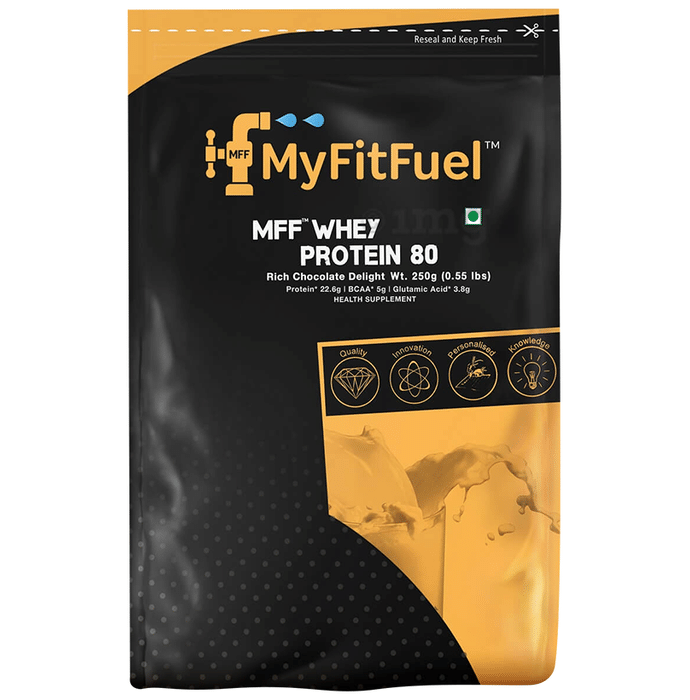MyFitFuel Whey Protein 80 with Glutamic Acid for Muscle Recovery | Flavour Powder Rich Chocolate Delight